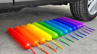 Crushing Experiments Video! &Car vs Crunchy Color Giant Toothpaste Balloons & Soft Things By Car 6 screenshot 3