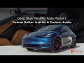 Diamond Quilted Peanut Butter Leather Interior TESLA MODEL Y with Custom Audio & Carbon Fiber mods