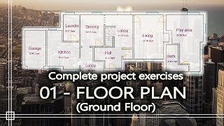 Autocad  Complete tutorial for beginners  floor plan (ground floor)