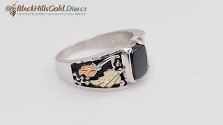 Black Hills Gold on Sterling Silver Men’s Ring with Onyx