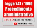 Tutta la legge sul procedimento amministrativo in pochi minuti legge 241 del 7 agosto 1990