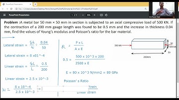Problem on Young’s modulus and Poisson’s ratio/ simple stress and strain/ strength of materials