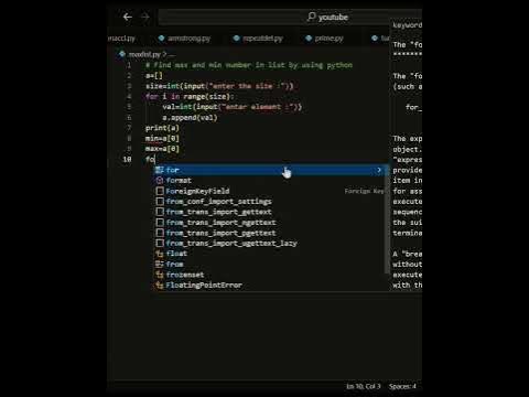 Find Max & Min number in the list by using Python#python - YouTube
