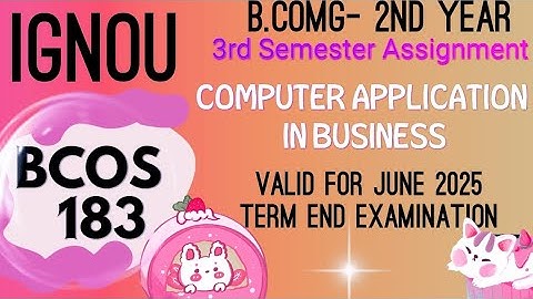 IGNOU BCOMG 2nd year solved assignment BCOS-183(Computer Application in Business)3rd sem of June2025