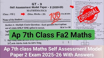 Ap 7th class maths Fa2 question paper and answers 2025|7th class Samp 2 maths answer key 2025