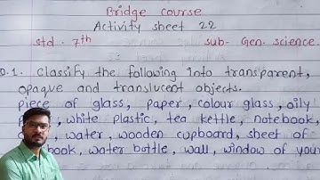 Bridge course day 22 class 7 general science complete activity sheet solution for English medium