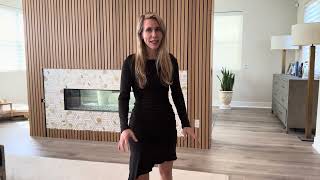Mokoru Black Mini Dress Try On Review | Long Sleeve Boat Neck Ruffle Hem Asymmetrical Party Dress