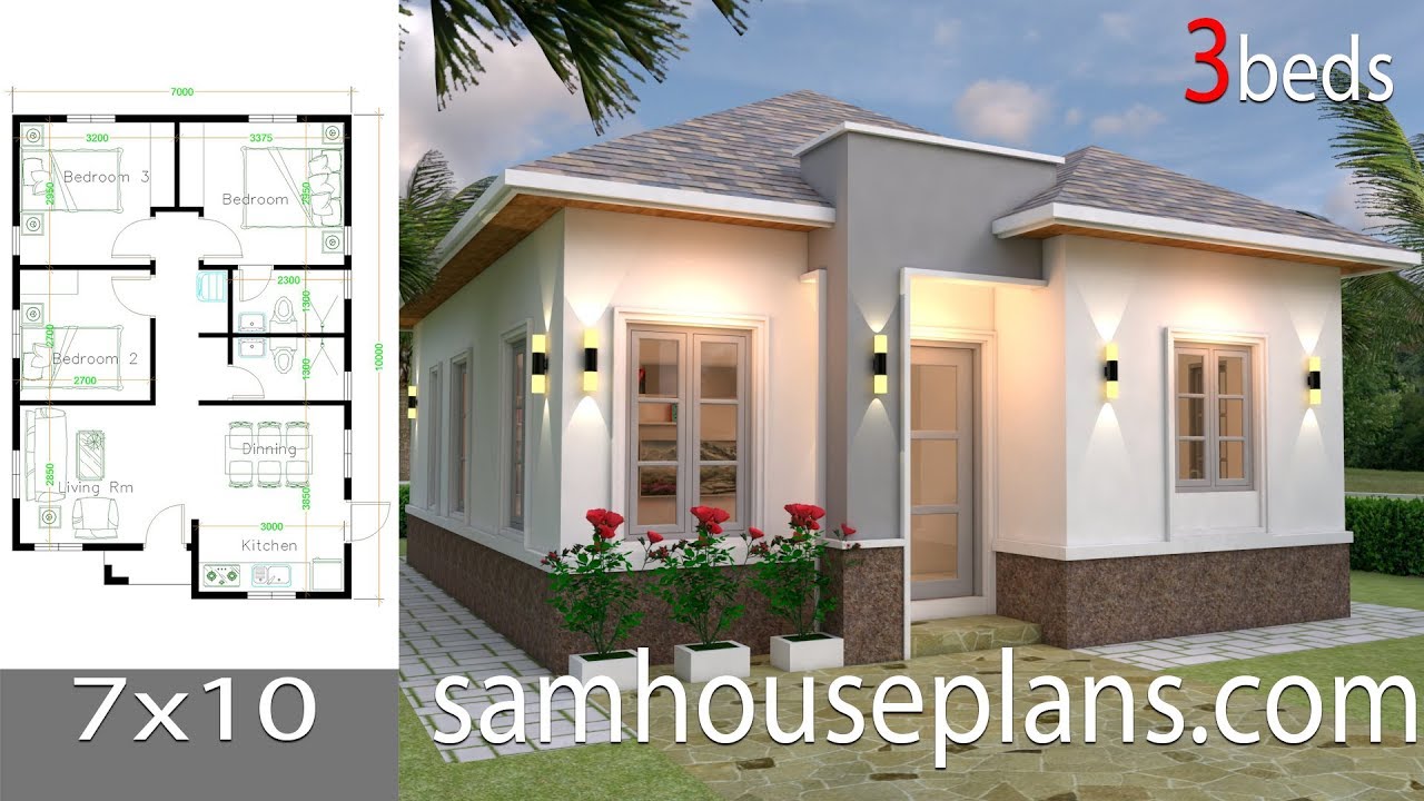  House  Plans  7x10 with 3  bedrooms  Full Plans  YouTube 