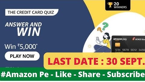 The Credit Card Quiz | 2 SEPTEMBER 2022| Amazon Pay Quiz Answers Today  | Amazon Quiz Today