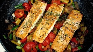 Pan seared salmon with vegetables - Recipe | Daniella's Home Cooking