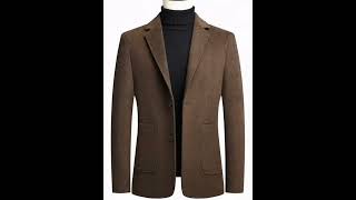 Men Wool Tweed Suit Jacketsgray Khaki Black Sheep Woolen Blazers Old Money Simple Attire Timeles