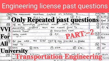 Engineering license past questions || NEC || Transportation engineering || 𝐏𝐀𝐑𝐓-2 || VVI for All Uni