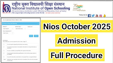Nios October 2025 Admission | Task Is Helping (NIOS) #nios #admission #oct #fee #exam #stream1