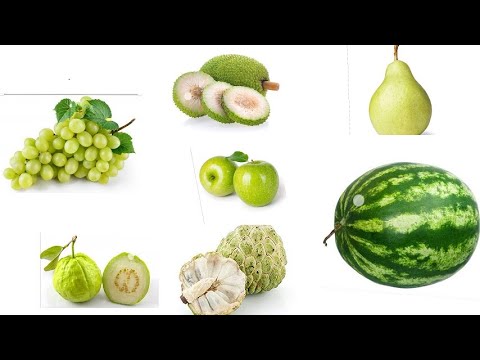 GREEN COLOUR FRUITS NAMES WITH PICTURES - YouTube