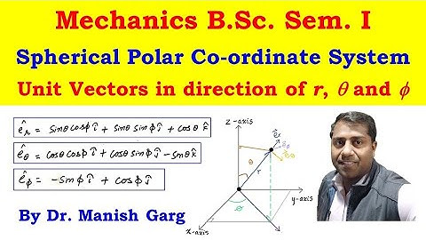 Spherical Polar Coordinate system | Unit Vectors in direction of R Theta and Phi | B.Sc. I Mechanics