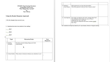 Reader Response Worksheet