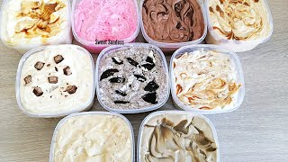 آيس كريم ب9 نكهات بدون اروم سهلة و اقتصادية / ice cream /banana split / مثلجات ب9نكهات تحفة ️