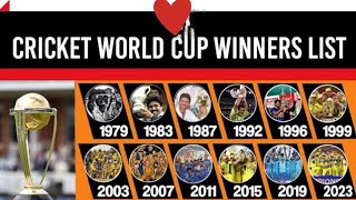 World cup winners list from 1975 - 2023 | cricket world cup