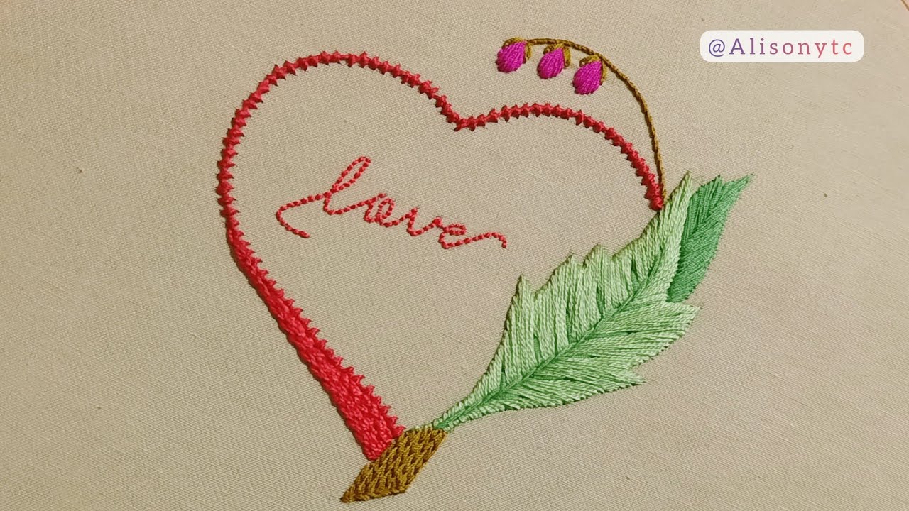 Hand Embroidery Heart Design Easy Stitches.Embroidery Handiwork for