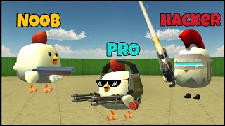 noob vs pro vs hacker in chicken gun 😱😱 || noob vs pro vs hacker *chickengun*