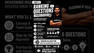 RANKING KA QUESTION,10 SECONDS ME SOLUTION || PART -5 || REASONING BY YASIR SIR ||