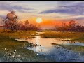 How to paint landscape in watercolor painting demo by javid tabatabaei