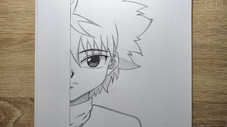 كيفية رسم كيلوا من انمي القناص - خطوة بخطوة للمبتدئين ( نصف وجه )