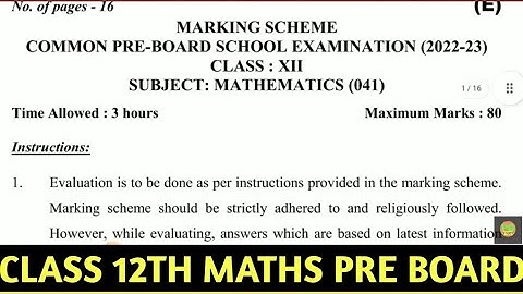 Class 12th Maths Paper Official Answer key | Evening shift | DOE Delhi 2022 | Pre Board examination.