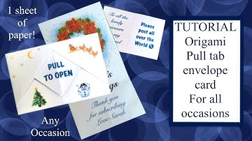 How to Tutorial Origami pull tab envelope card, party invitation letter to Santa Scrapbook #craft