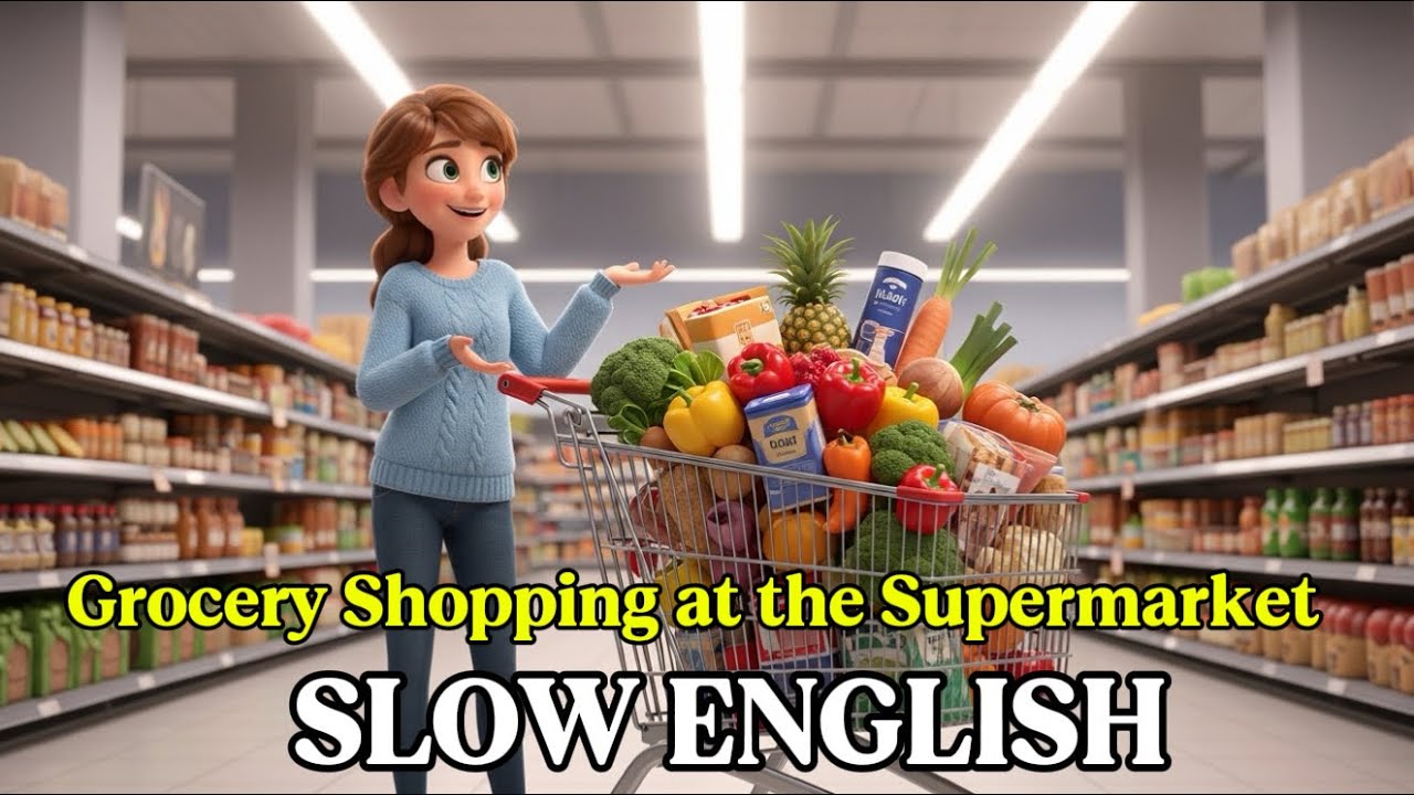 How to Go Grocery Shopping in English 🛒 (Slow English Learning)