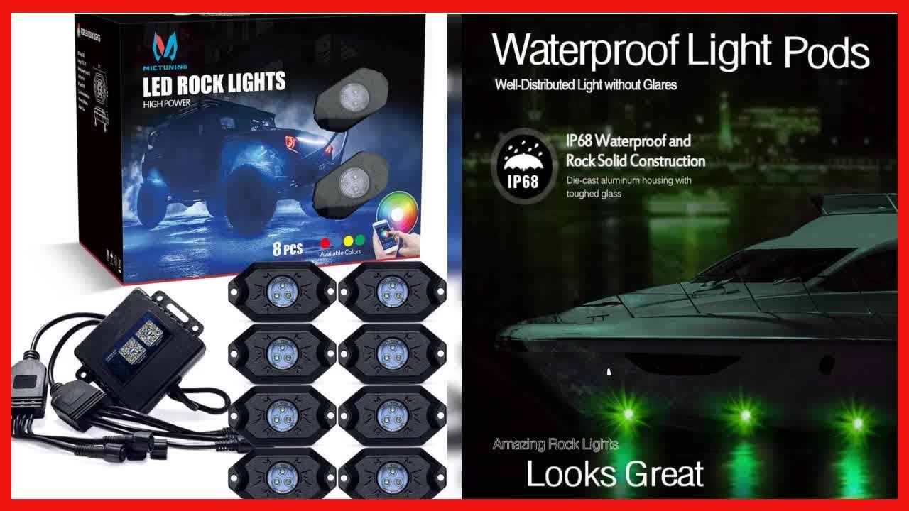 MICTUNING 2nd-Gen RGB LED Rock Lights with Bluetooth Controller, Timing Function, Music Mode