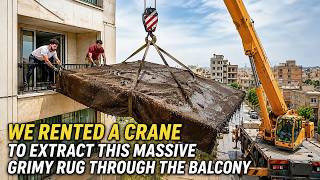 We Rented A Crane To Extract This Massive Grimy Rug Through The Balcony