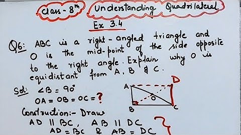 ABC is right angled Triangle & O is mid point of side opposite to right angle I Explain O is I