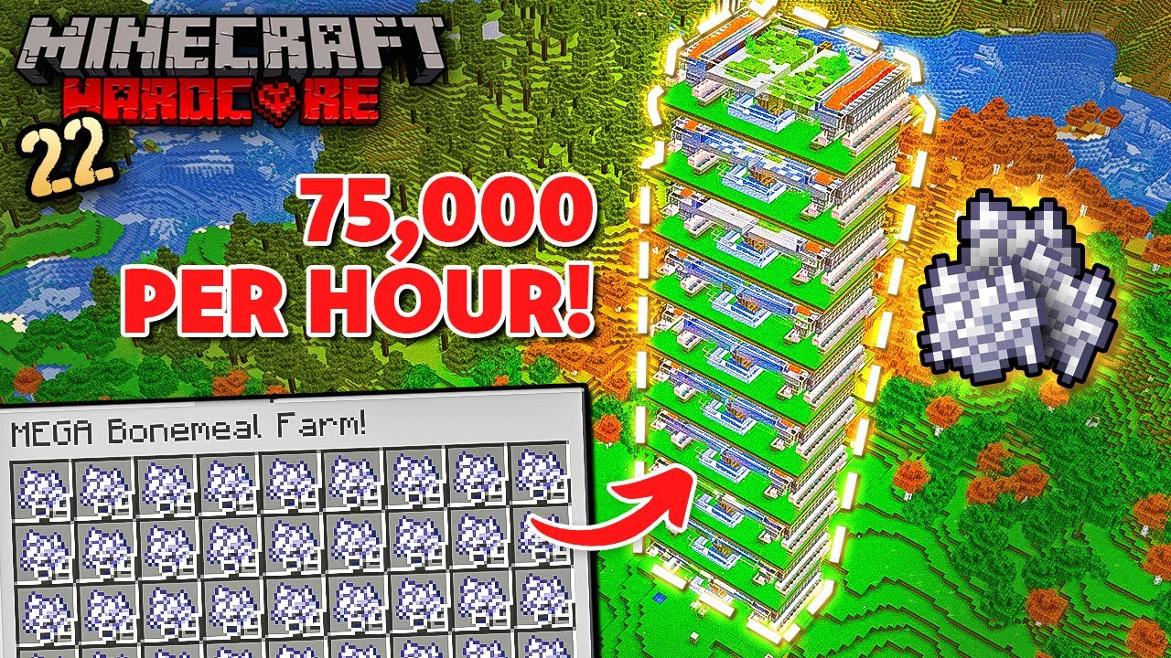 I built the ULTIMATE BONEMEAL farm in Minecraft Hardcore