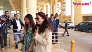 Juhi Chawla and husband were spotted at the Jaisalmer airport