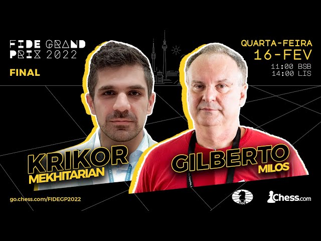 FIDE Grand Prix Berlim - FINAL Partida 2 - Aronian x Nakamura /  Comentários: GM Krikor & GM Milos 