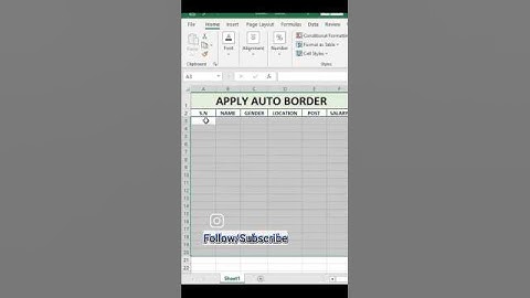 Apply Auto Border in Ms Excel #excel #shorts #viral #viralvideo #trending #foryou #reels