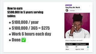 How to be more wealthy than @bleuvandross in 5 years serving tables