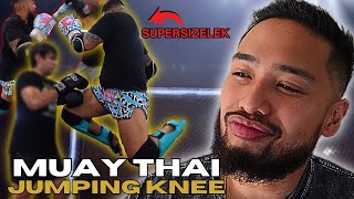 HOW TO LAND A JUMPING KNEE | MUAY THAI SETUP (NEW GYM)