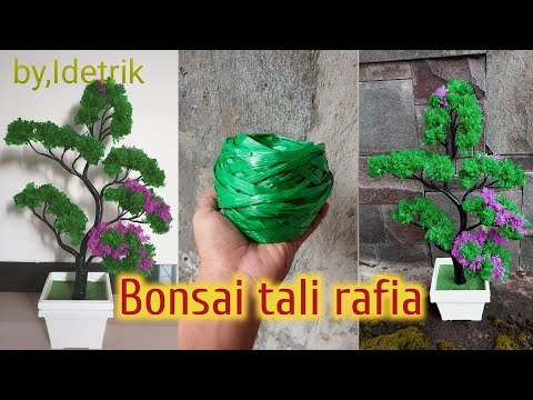 CARA MEMBUAT TANAMAN HIAS BONSAI CANTIK DARI TALI RAFIA TANPA MENGGUNAKAN LEM