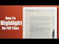 How To Highlight On PDF Files