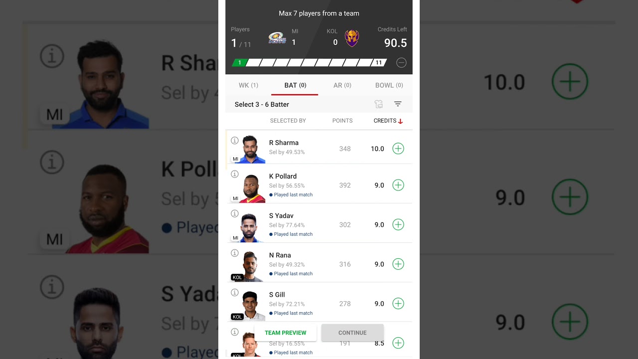 mi vs kol dream11 team prediction today cricket 🏏 mi vs kol t20 match 
