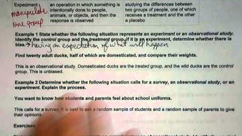Alg 2  Unit 7 - Experiments, Surveys, and Observational Studies