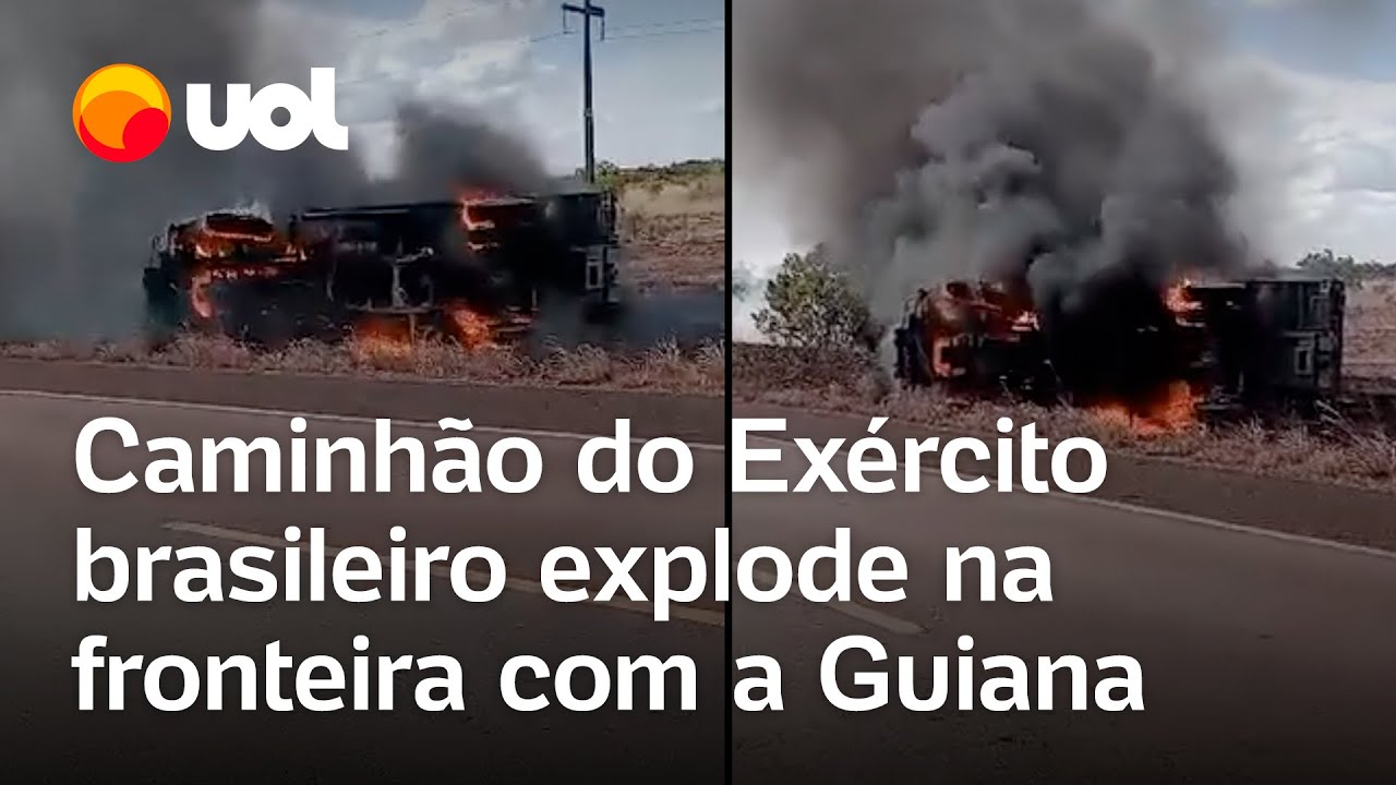 Caminhão do Exército brasileiro tomba na fronteira com a Guiana