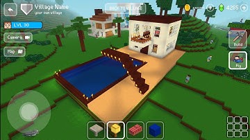 Village House & Pool - Block Craft 3d: Building Game