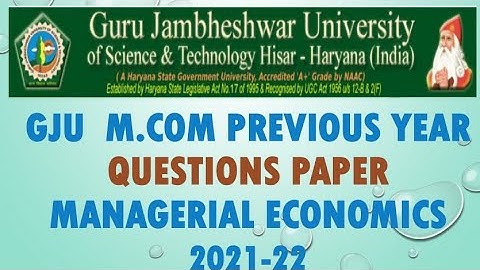 GJU M.Com 1st year Managerial Economics Question Paper J_22 MC-103 #gjuhisar #questionpaper #gjust