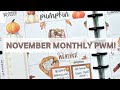 NOVEMBER MONTHLY PWM | @planything 🍂🍁 COZY AUTUMN STICKER BOOK 🍂🍁 | RACHELLE&#39;S PLANS