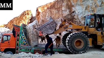 Loading Marble Stone Block Heavy Machinery / Buner Marble Drang / Marble Mine in Pakistan