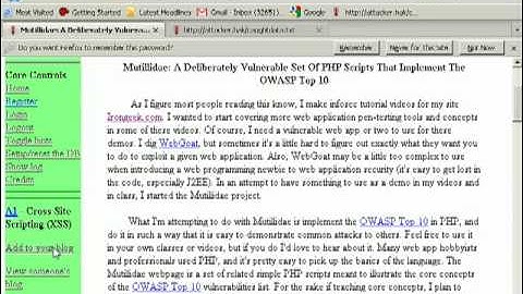 OWASP: A deliberately vulnerable set of php scripts that implement the OWASP top 10 7/8