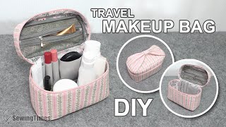 DIY Cosmetic Bag with Brush Holder – diy pouch and bag with sewingtimes